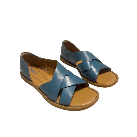 BORN ITHICA TEAL LUGUNA (GREEN) LEATHER FLATS SZ 8 - Picture 2 of 6